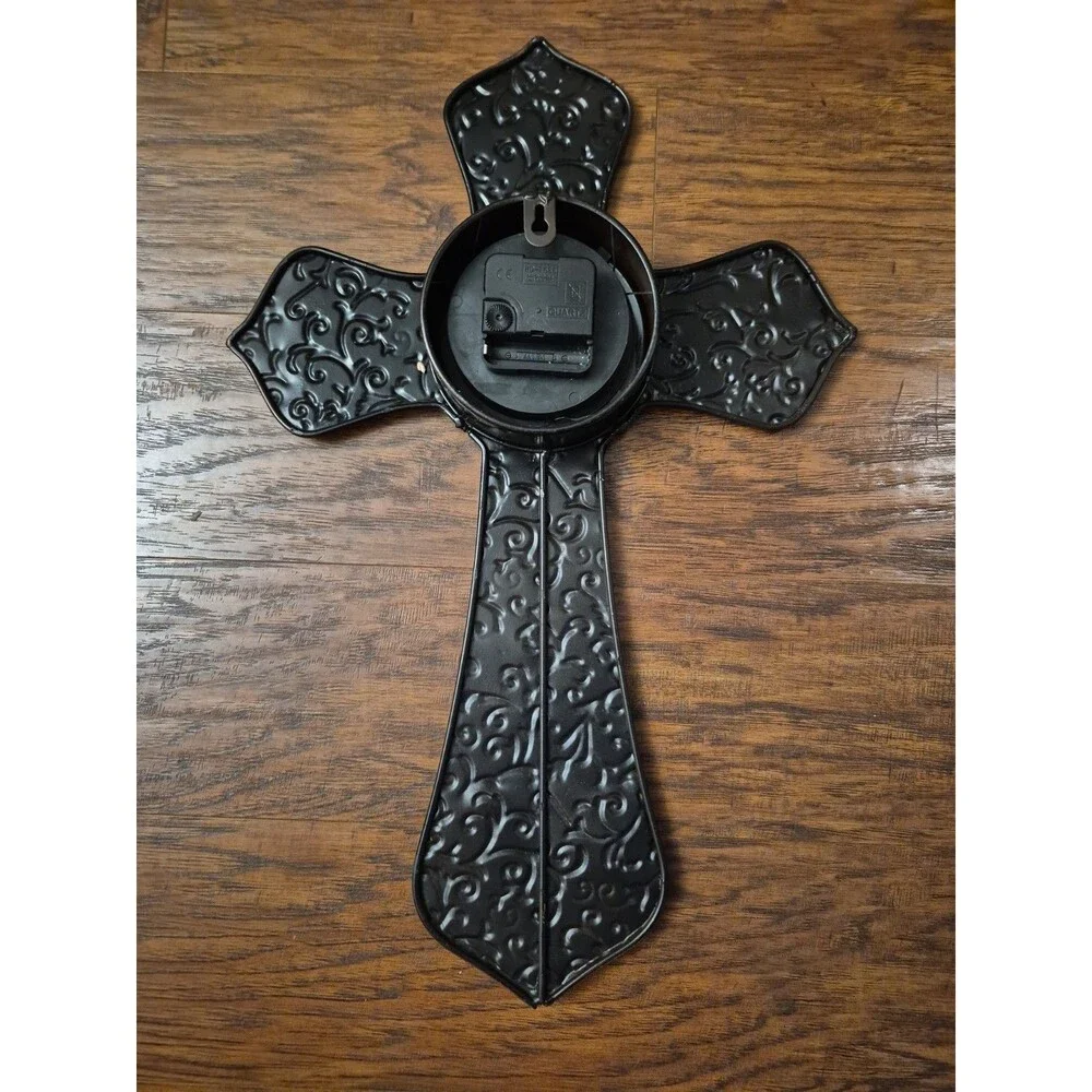 Metal Cross Clock Faux Bronze 20